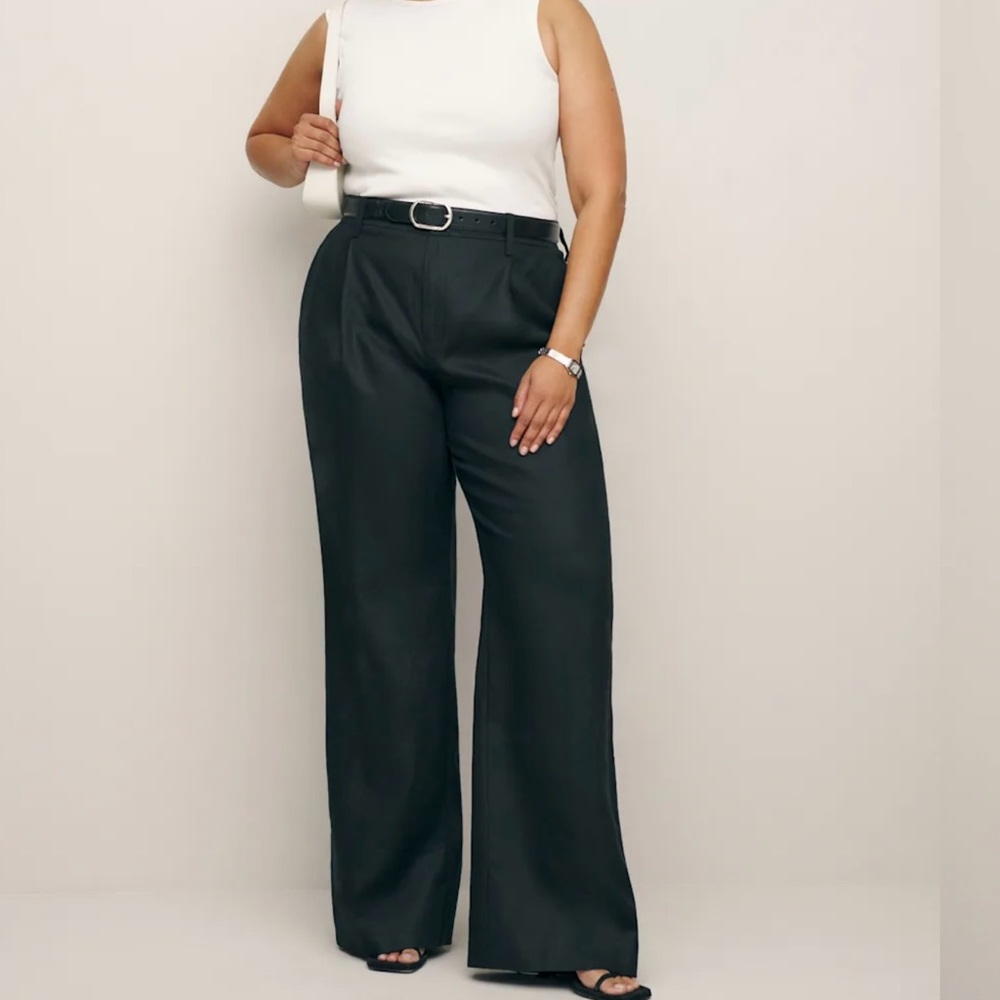 Reformation Black Wide Leg High-Waisted Pants